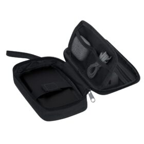 Cable Organizer – RPET 600D Polyester – Multiple Compartments & Carry Strap – Sustainable – Black