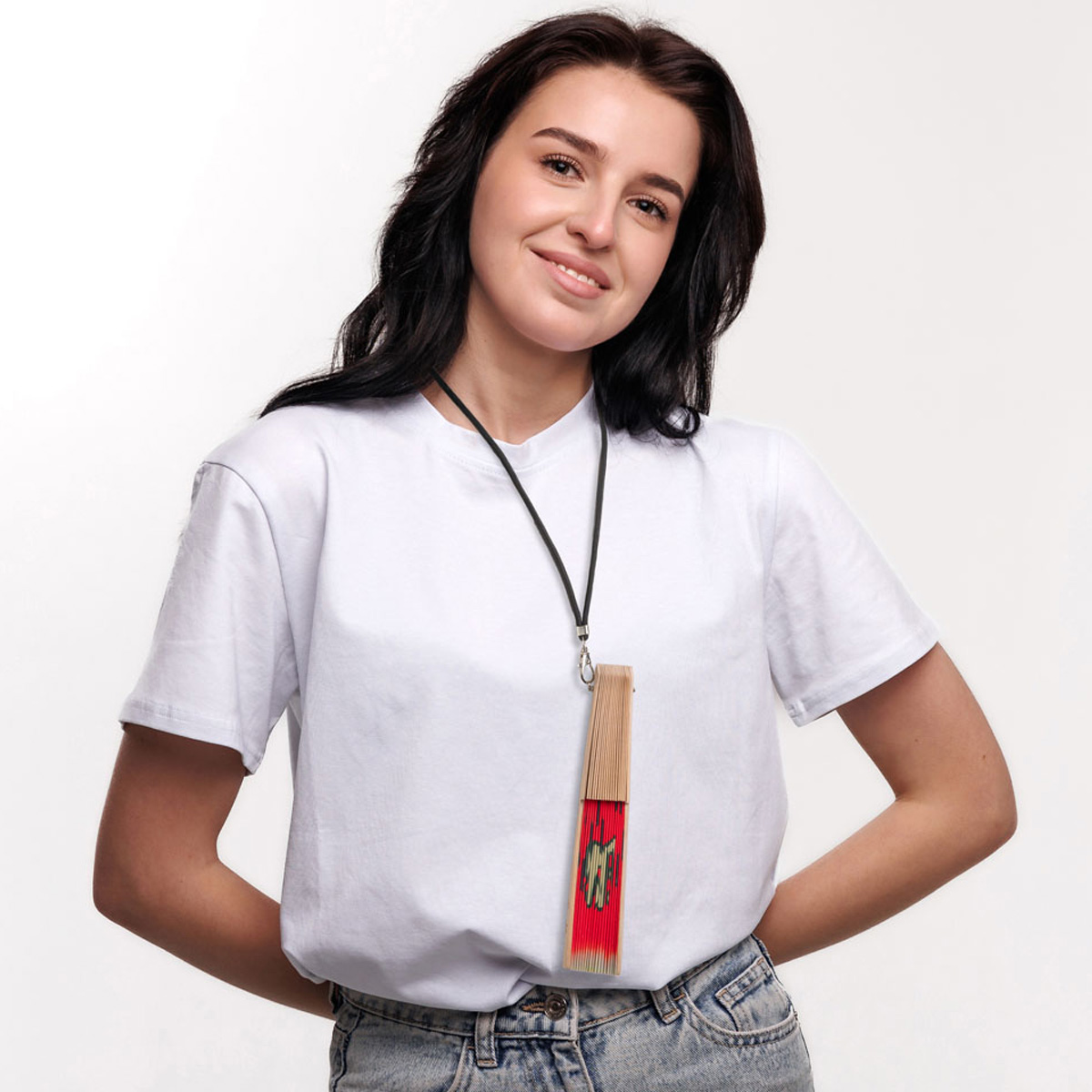 Ravelife - Festival Neck Fan - Hand Fan with Cord - Wood - Watermelon - Deliciously Juicy - Image 4