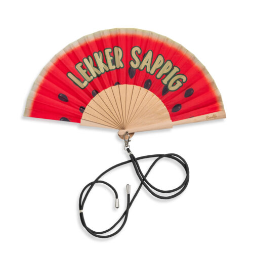 Ravelife - Festival Neck Fan - Hand Fan with Cord - Wood - Watermelon - Deliciously Juicy