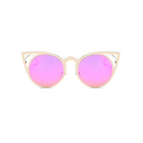 Round Sunglasses with Cat Ears Pink/Gold
