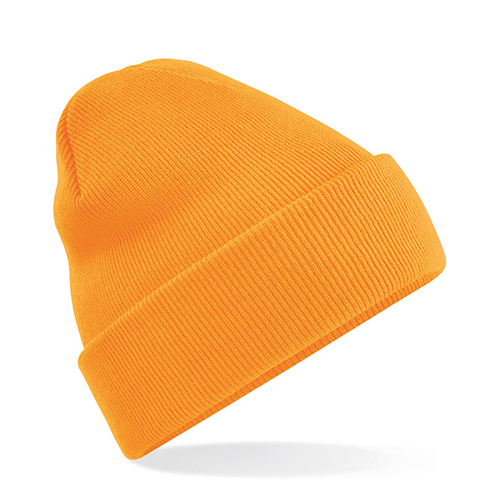 Knitted beanie polyester fluorescent orange