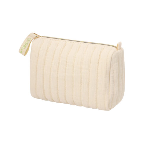 Toiletry Bag / Pouch Made from Recycled Cotton – Quilted Design with Lining – With Zipper