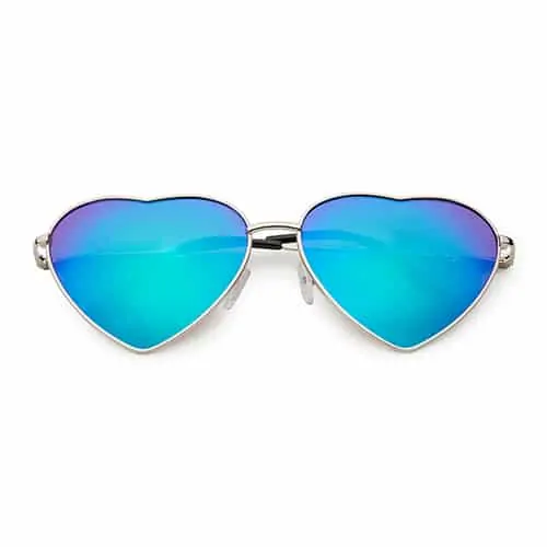Heart-shaped sunglasses | green-blue mirror lenses
