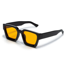 Square Sunglasses Thick Frame - Black with Orange Lenses
