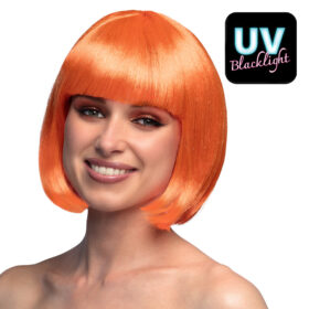 Bob wig – UV Blacklight Cabaret wig – Neon orange