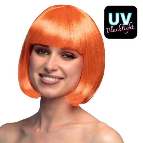 Bob wig – UV Blacklight Cabaret wig – Neon orange