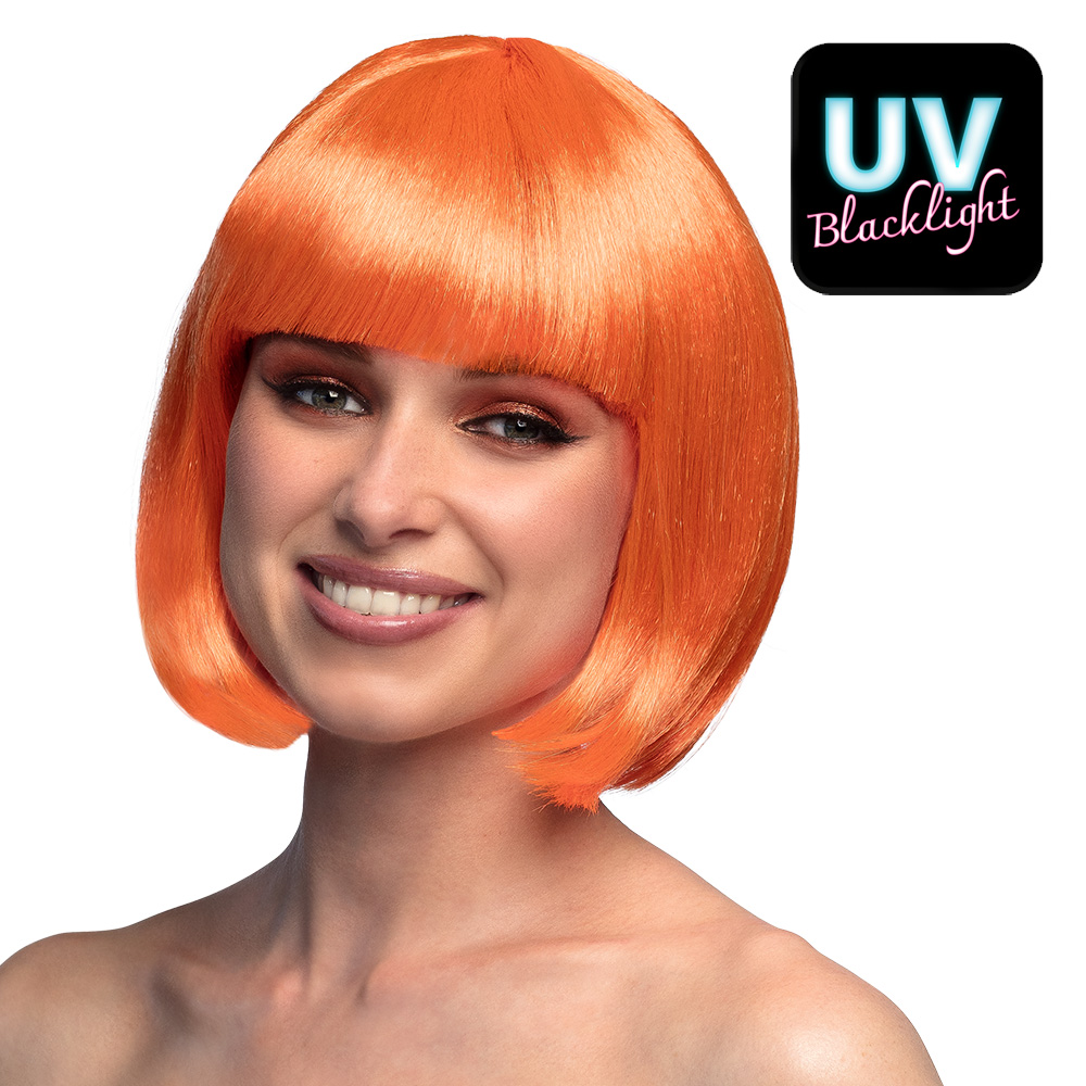 Bob wig – UV Blacklight Cabaret wig – Neon orange