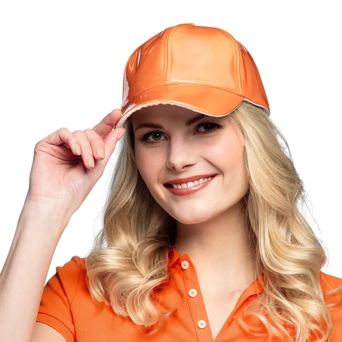 Holographic cap - Adjustable shiny baseball cap with plastic closure - Orange - Image 4