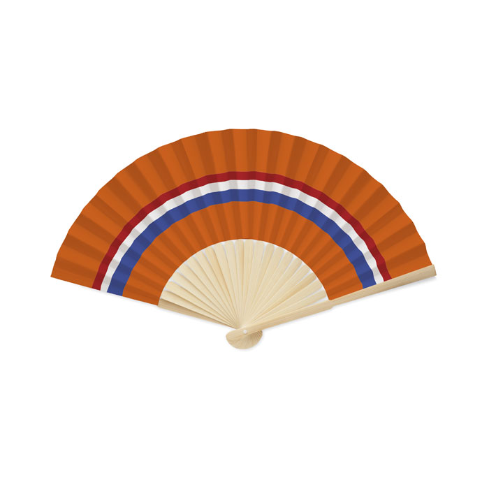 Orange fan with Dutch flag - King's Day - Bamboo and paper