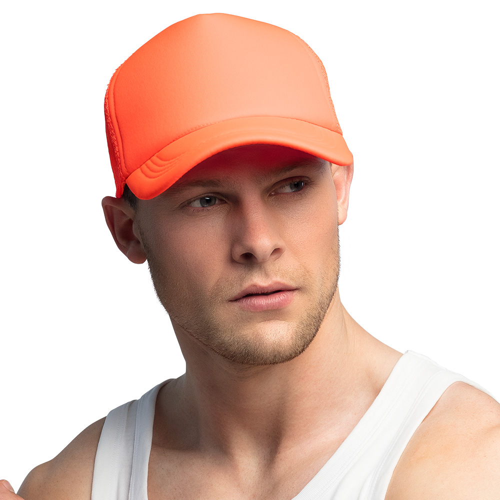 Baseball Cap UV Blacklight – Adjustable Cap with Plastic Closure – Neon Orange - Image 2
