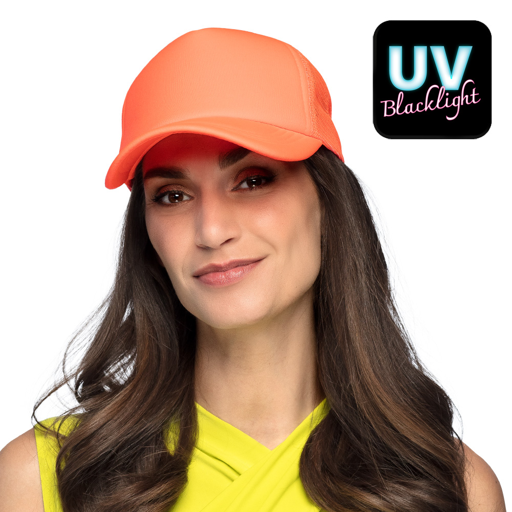 Baseball Cap UV Blacklight – Adjustable Cap with Plastic Closure – Neon Orange - Image 5