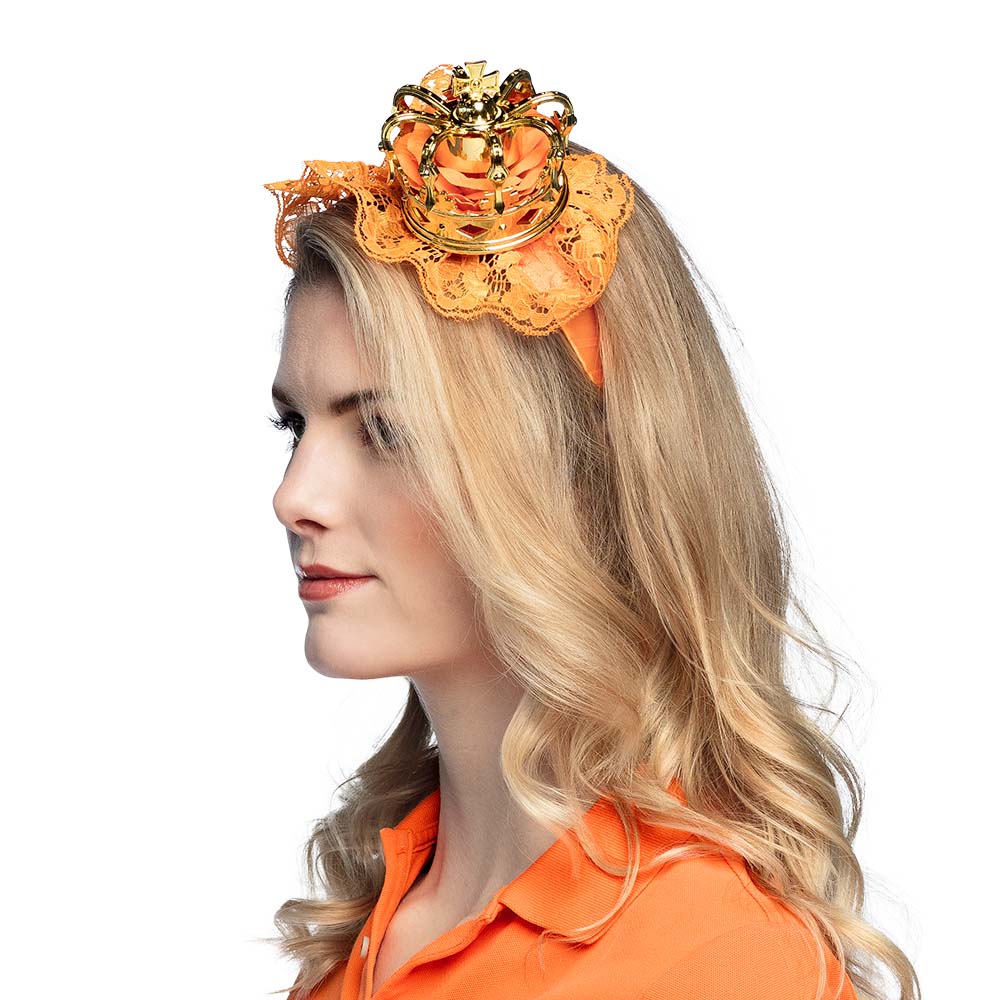Queen Headband – Orange headband with crown - Image 3
