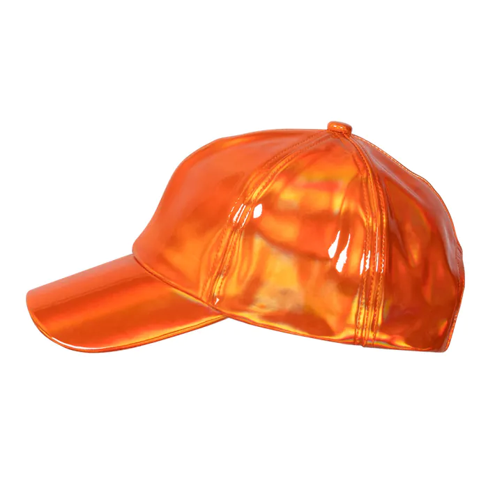 Holographic cap - Adjustable shiny baseball cap with plastic closure - Orange - Image 2