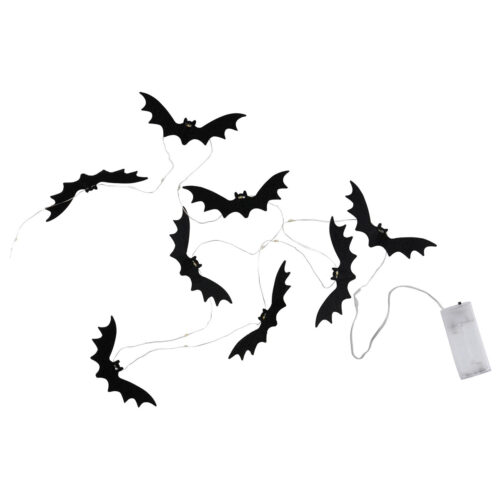 Halloween bat garland with LED lights – 2 meters – Black