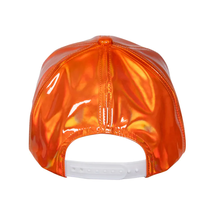 Holographic cap - Adjustable shiny baseball cap with plastic closure - Orange - Image 3