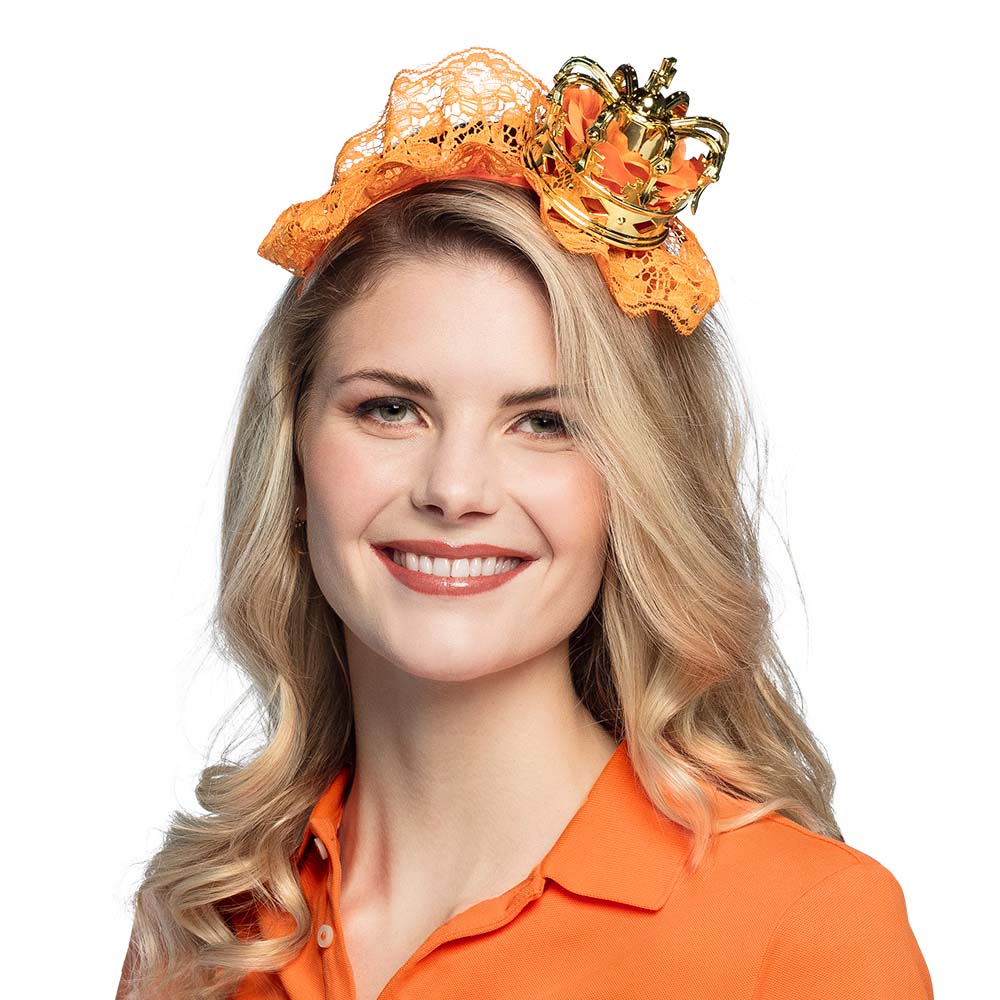 Queen Headband – Orange headband with crown - Image 2