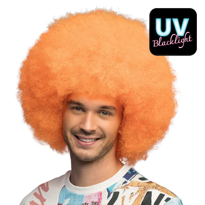 Afro wig - UV Blacklight curly wig - Neon orange - Image 5