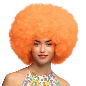 Afro wig - UV Blacklight curly wig - Neon orange