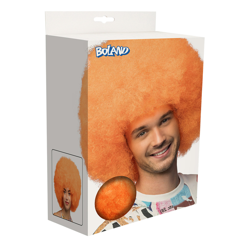 Afro wig - UV Blacklight curly wig - Neon orange - Image 2