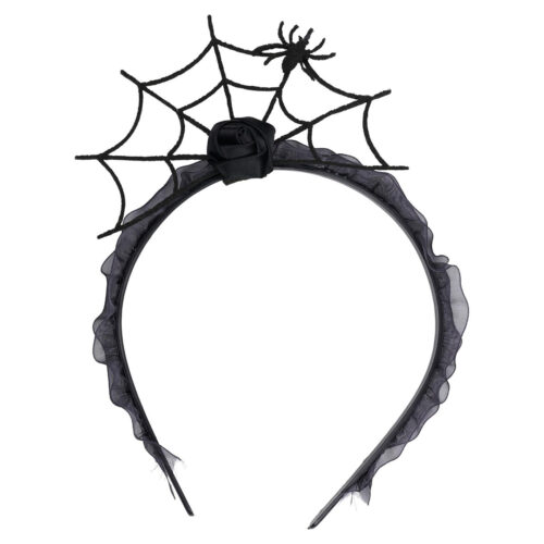 Halloween headband with black spiderweb and spider