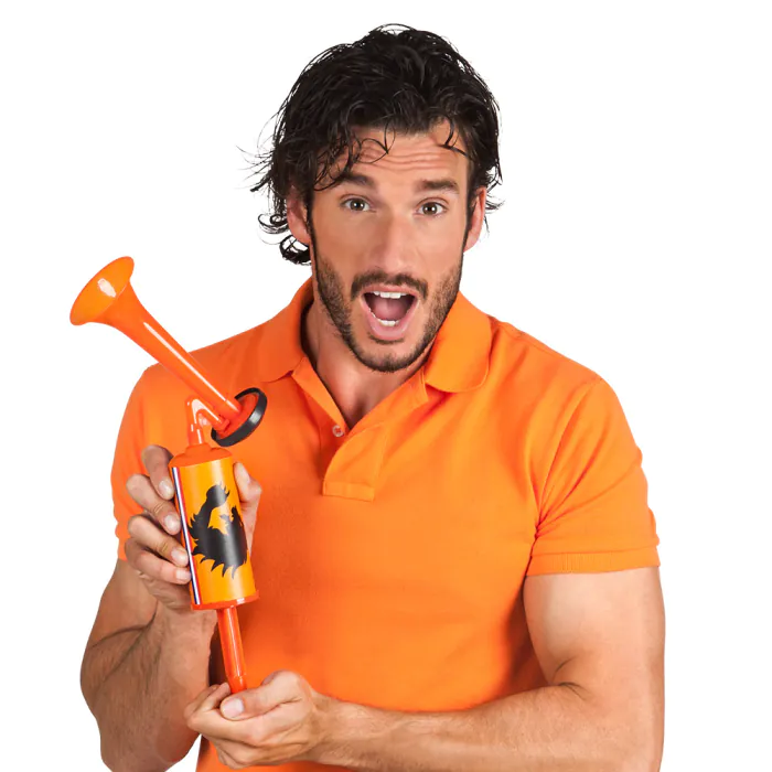 Air Horn Netherlands 45 cm – Orange supporter horn with lion motif - Image 2
