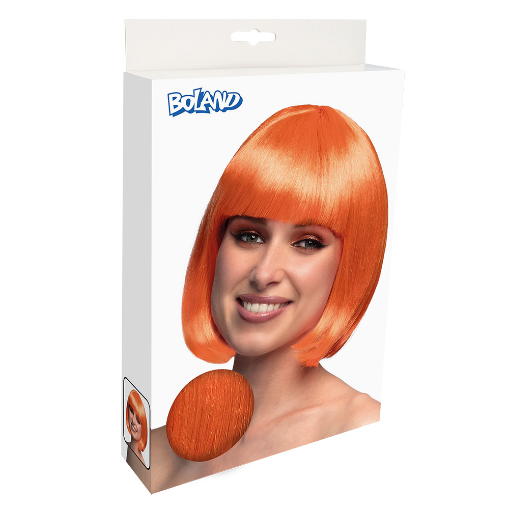 Bob wig – UV Blacklight Cabaret wig – Neon orange - Image 4