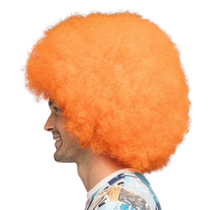 Afro wig - UV Blacklight curly wig - Neon orange - Image 3