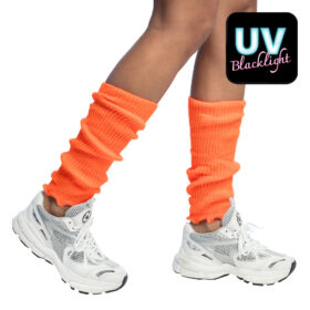 Leg Warmers UV Blacklight - 80s Retro Party Leg Warmers - Neon Orange