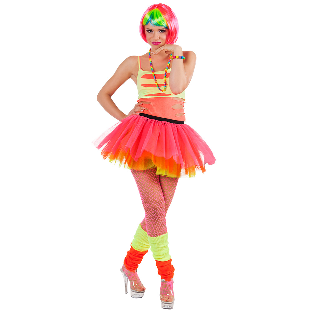 Leg Warmers UV Blacklight - 80s Retro Party Leg Warmers - Neon Orange - Image 3