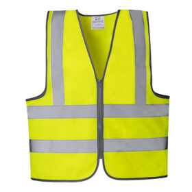 Reflective safety vest – Safety vest with zipper and double reflective stripes – Neon yellow