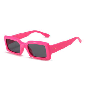 Hot pink rectangular sunglasses – Sunglasses with thick frame and black lenses
