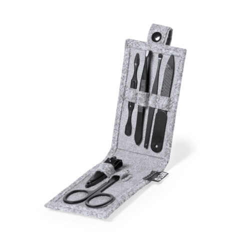 6-piece manicure set in RPET felt case – stainless steel accessories