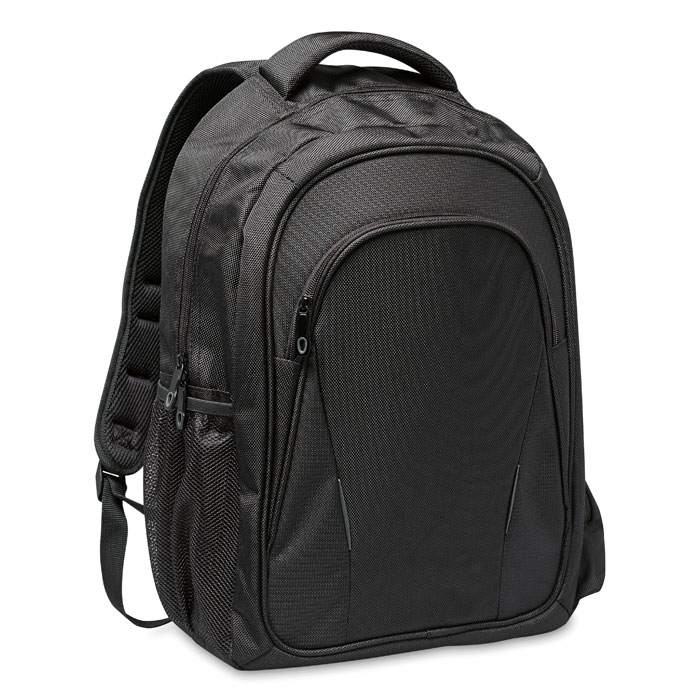 Black 15-inch laptop backpack – 6-compartment backpack with tablet pocket – 33 x 46 cm – 22 liters
