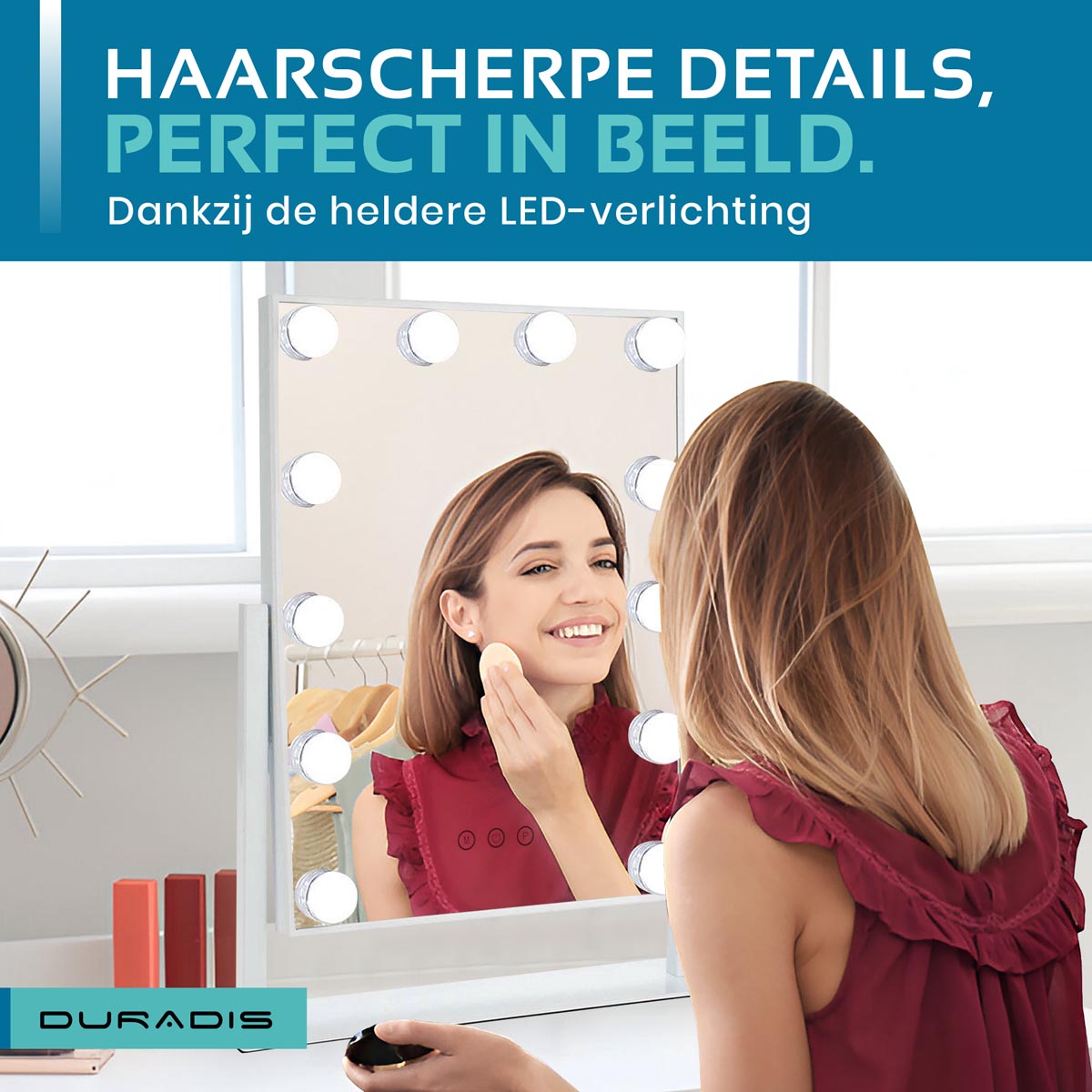 Make-up mirror with touch light control - 12 LED - Image 3