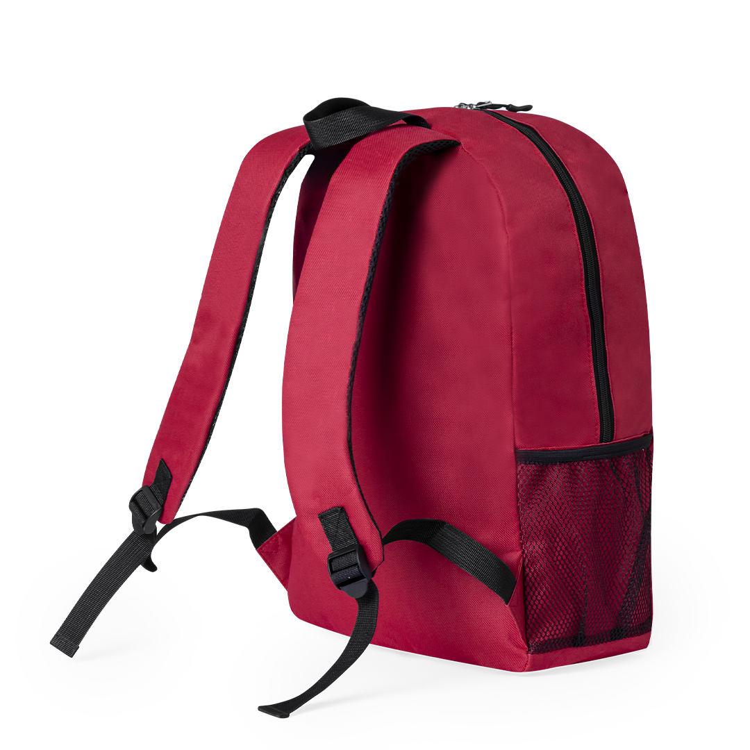 Backpack made from RPET with padded shoulder straps and elastic cord - Red - Image 2