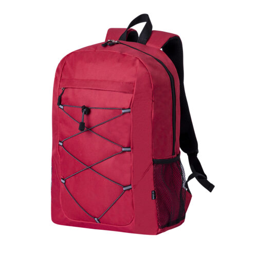 Backpack made from RPET with padded shoulder straps and elastic cord - Red