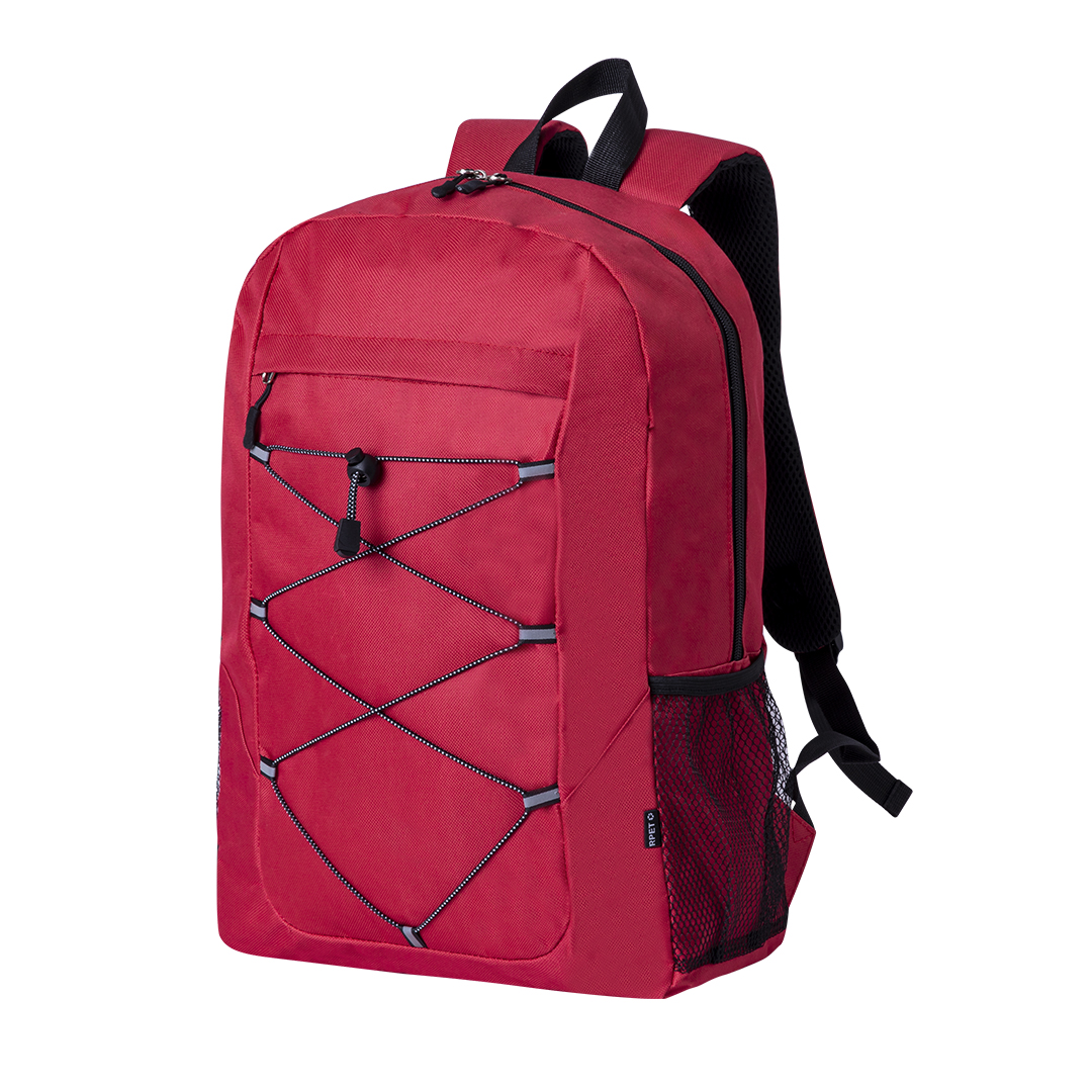 Backpack made from RPET with padded shoulder straps and elastic cord - Red