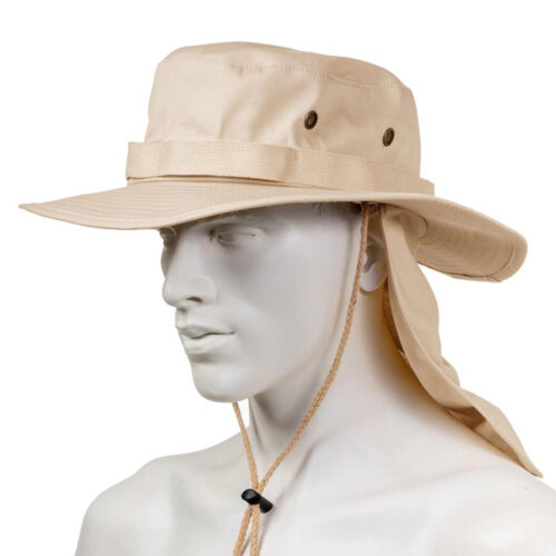 Safari hat with neck protection cotton beige