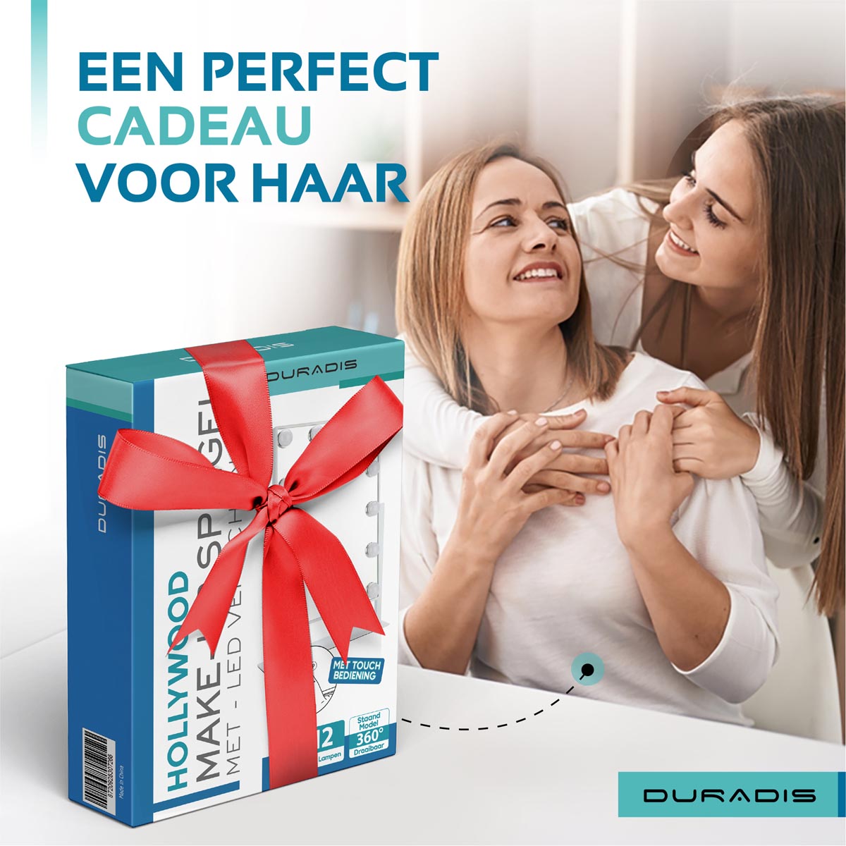 Make-up mirror with touch light control - 12 LED - Image 6