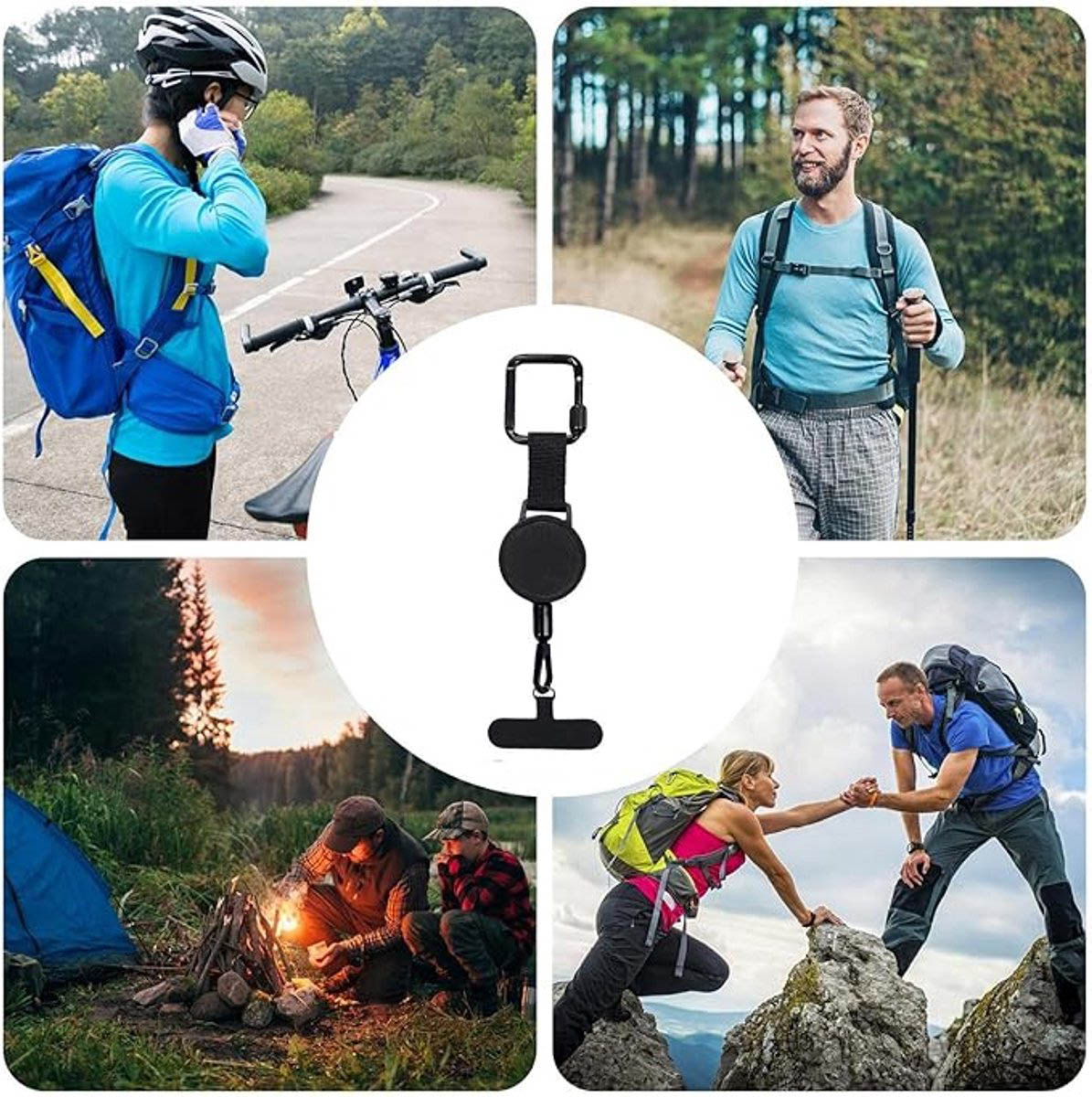 Retractable phone lanyard for skiing and winter sports – Universal – Black - Image 6