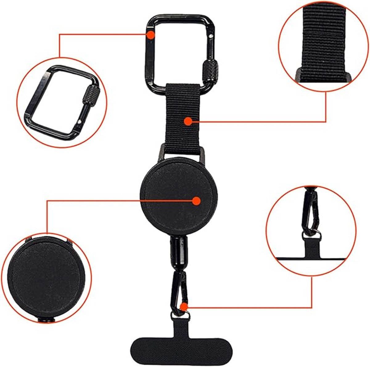 Retractable phone lanyard for skiing and winter sports – Universal – Black - Image 4