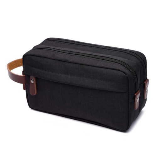 Yucka - Waterproof polyester and PU men's toiletry bag with hook - Black