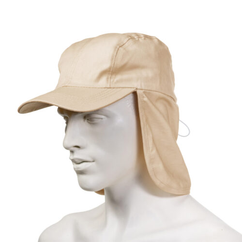 Cap with Neck Protection Cotton Beige
