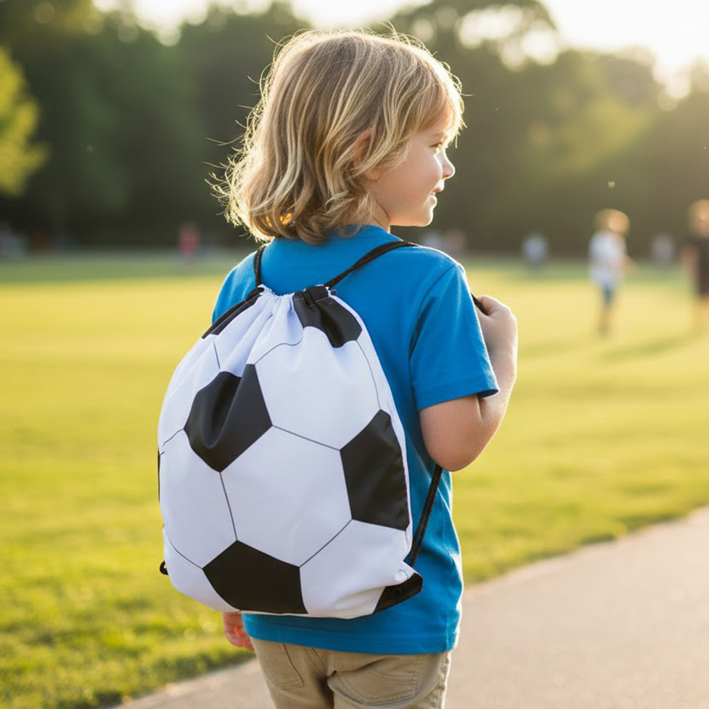 Polyester drawstring backpack - Football - Image 3