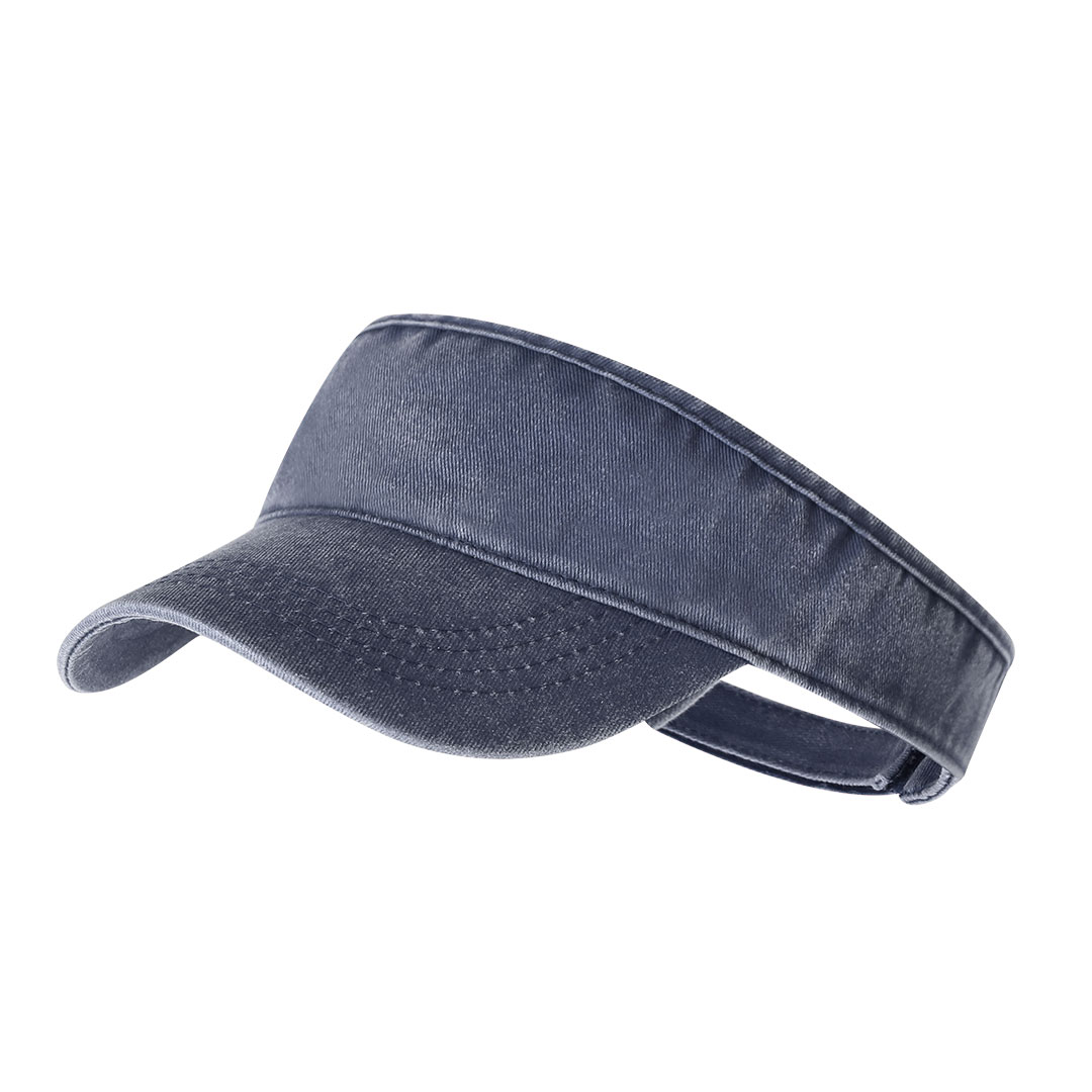 Denim sun visor – With velcro closure – Dark blue