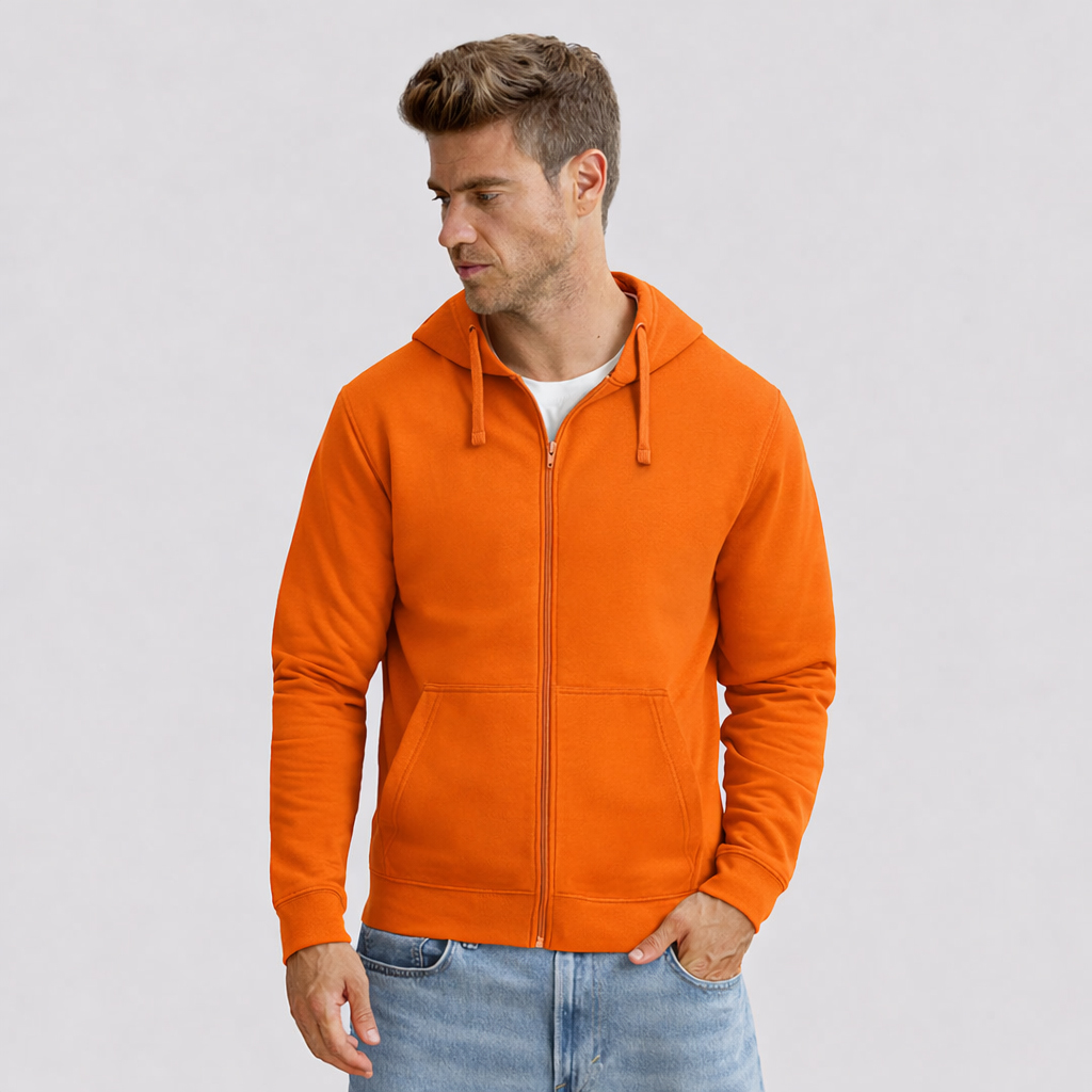 Unisex orange jacket with zipper and hood - 280 g/m² - Image 6