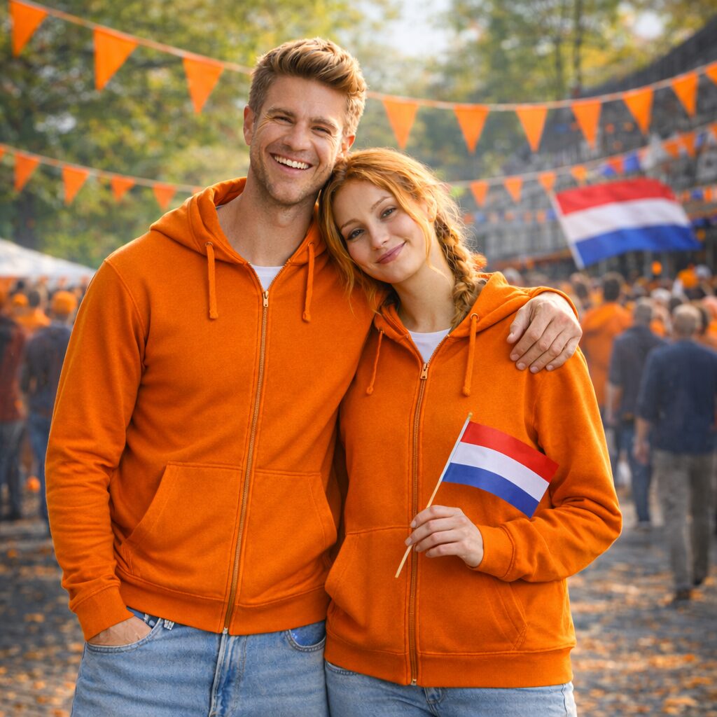 Unisex orange jacket with zipper and hood - 280 g/m² - Image 9