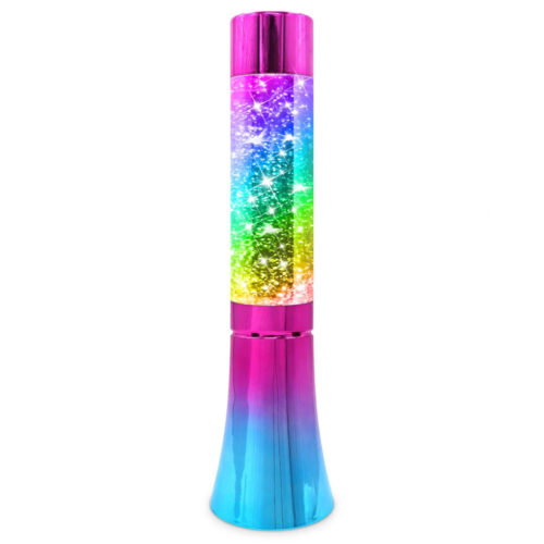 Multicolor glitter lava lamp - 32 cm - With color-changing LED lighting and silver glitter