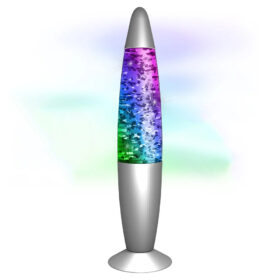 Silver glitter lava lamp – 34 cm – With color-changing LED lighting – 9 LEDs