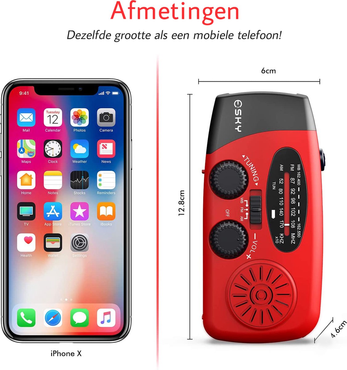 Portable emergency radio red - Image 3